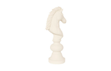 Phillips Collection Knight Chess Sculpture, Cast Stone White, Small Off White Accent
