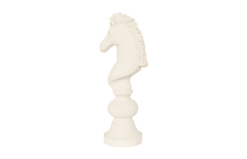 Phillips Collection Knight Chess Sculpture, Cast Stone White, Small Off White Accent