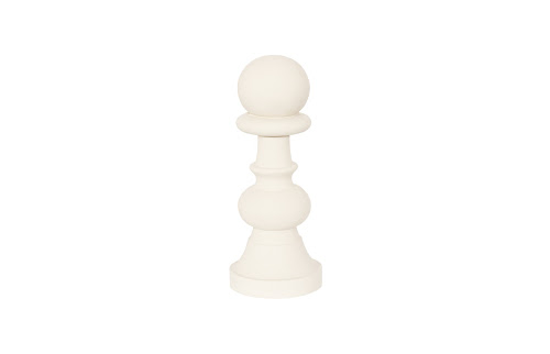 Phillips Collection Pawn Chess Sculpture, Cast Stone White, Small Off White Accent