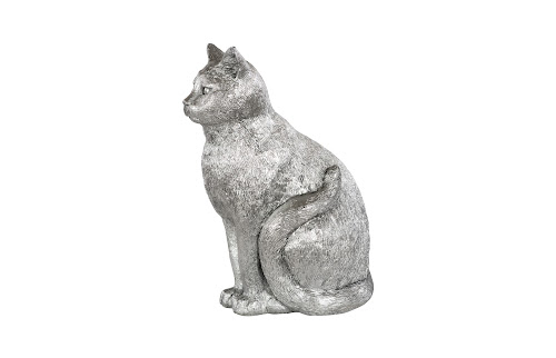Phillips Collection Cat Sitting Sculpture Silver Leaf Accent