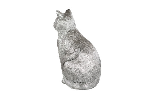 Phillips Collection Cat Sitting Sculpture Silver Leaf Accent