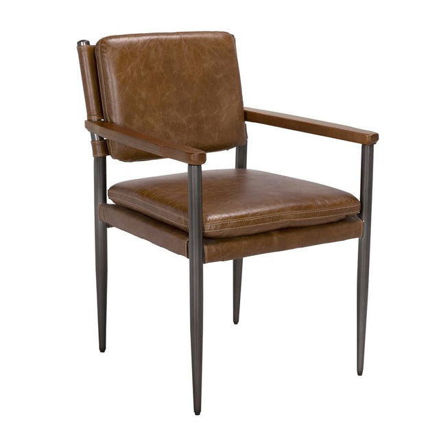 NOIR Wooster Dining Chair with Arms Brown
