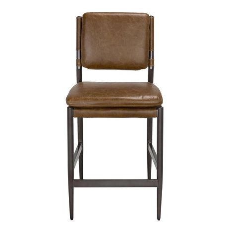 NOIR Wooster Counter Chair Cuba Brown Leather