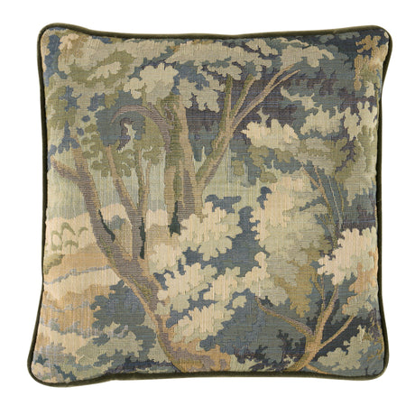 Schumacher Vert & Eucalyptus 16" x 16" Flemish Tapestry Pillow