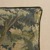 Schumacher Vert & Eucalyptus 16" x 16" Flemish Tapestry Pillow