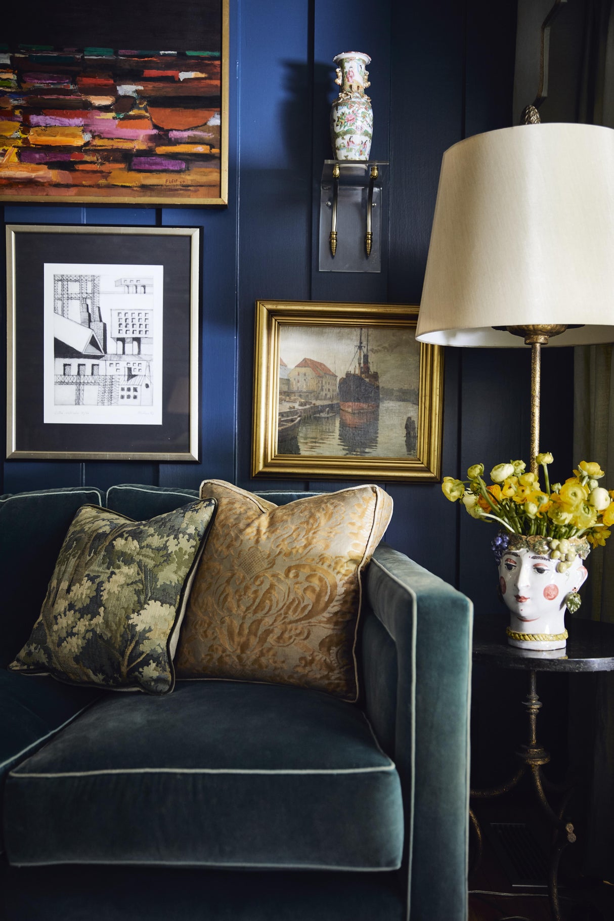 Schumacher Vert 16" x 16" Flemish Tapestry Pillow B