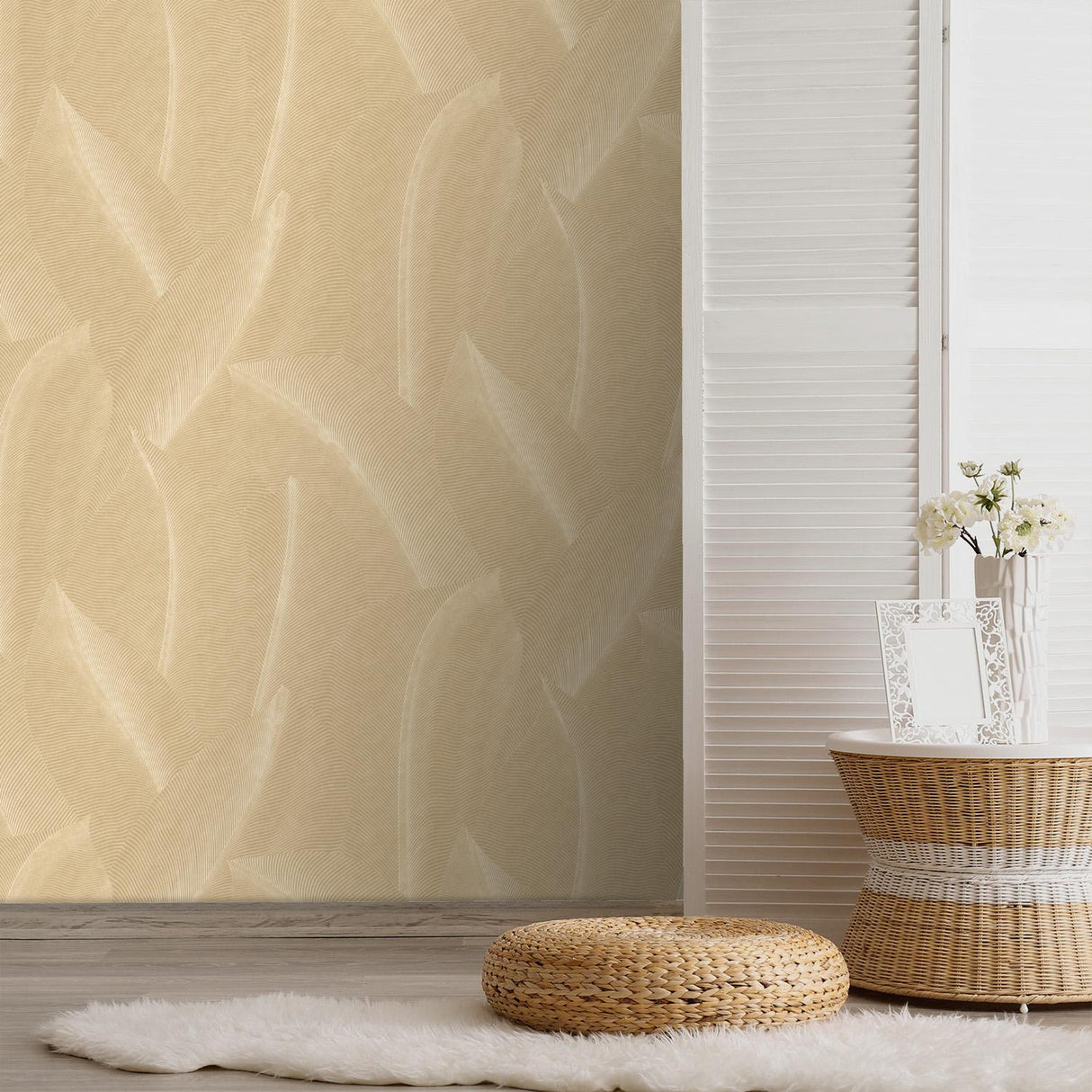 Veer Decor Allure Leaf Beige Wallpaper