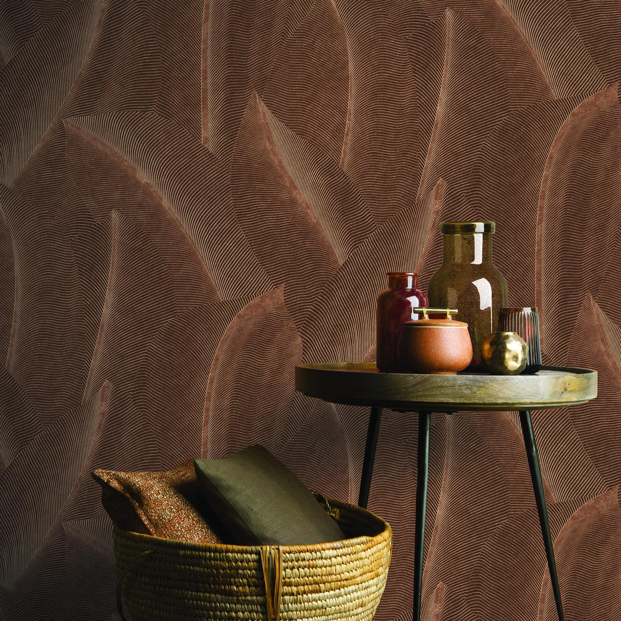 Veer Decor Allure Leaf Brown Wallpaper