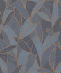 Veer Decor Carved Leaf Dark Blue Wallpaper