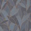 Veer Decor Carved Leaf Dark Blue Wallpaper
