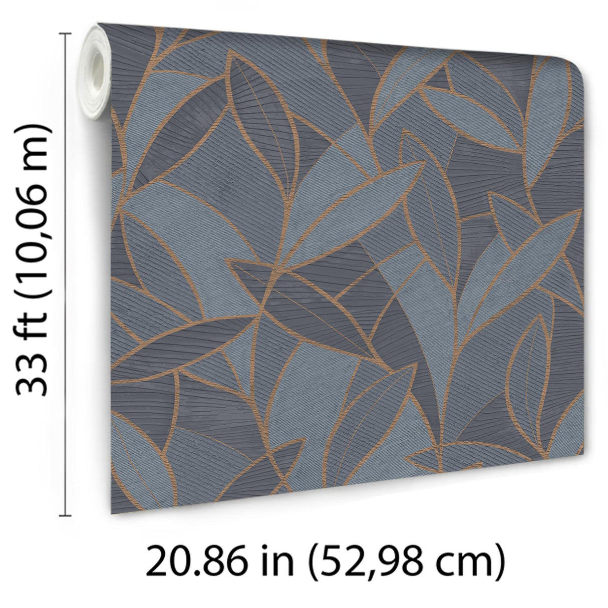 Veer Decor Carved Leaf Dark Blue Wallpaper