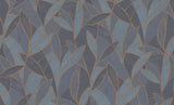 Veer Decor Carved Leaf Dark Blue Wallpaper