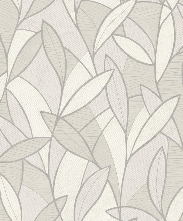 Veer Decor Carved Leaf White Wallpaper