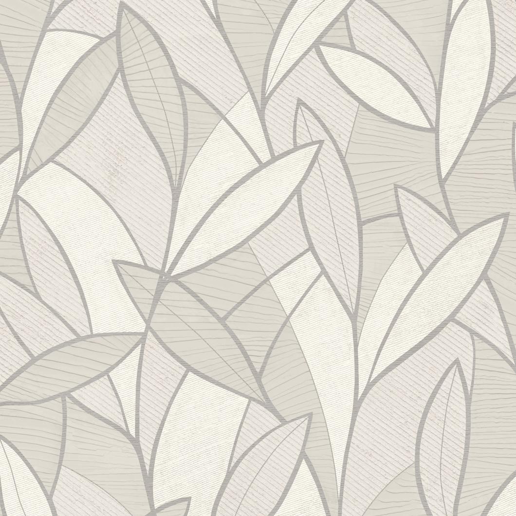Veer Decor Carved Leaf White Wallpaper