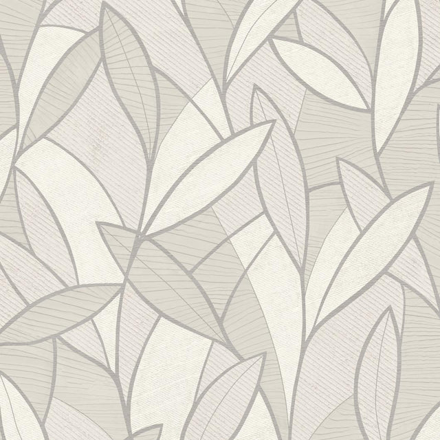 Veer Decor Carved Leaf White Wallpaper