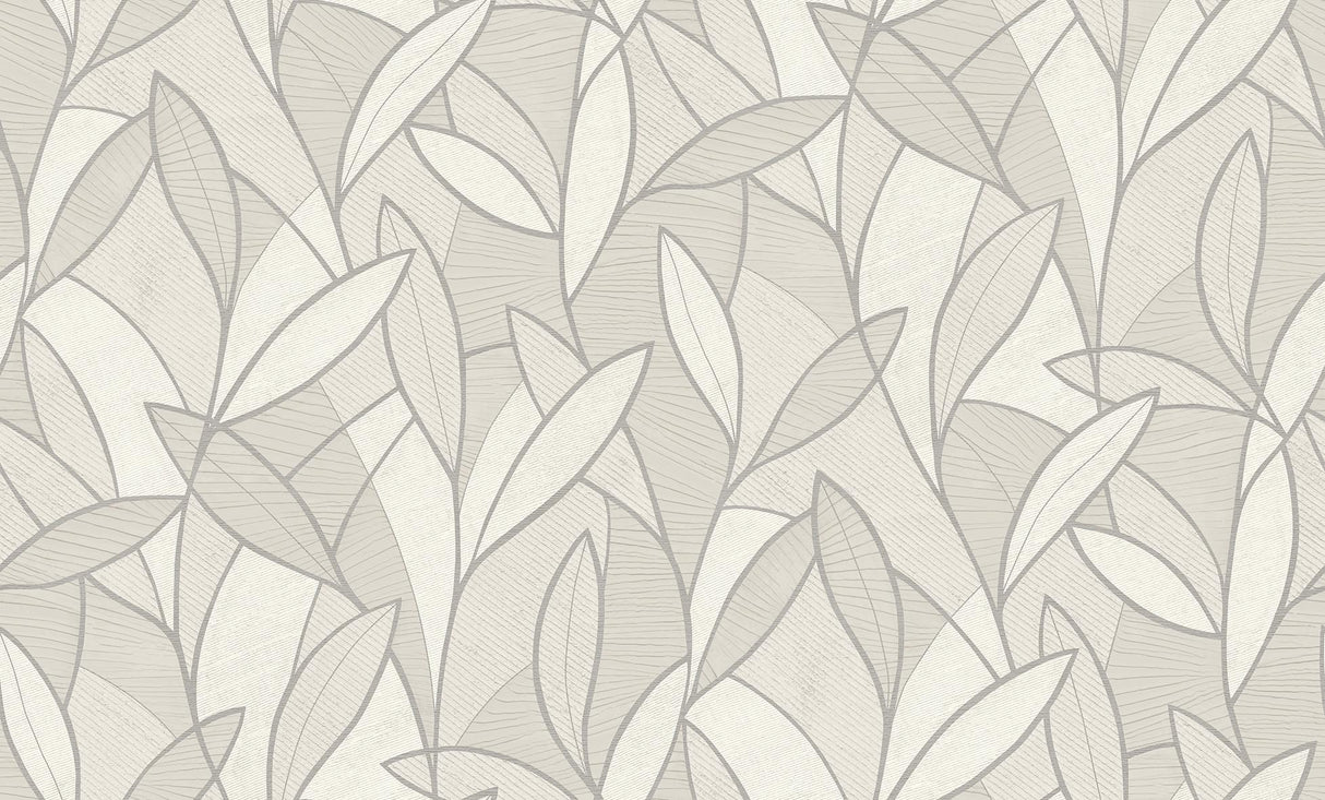 Veer Decor Carved Leaf White Wallpaper