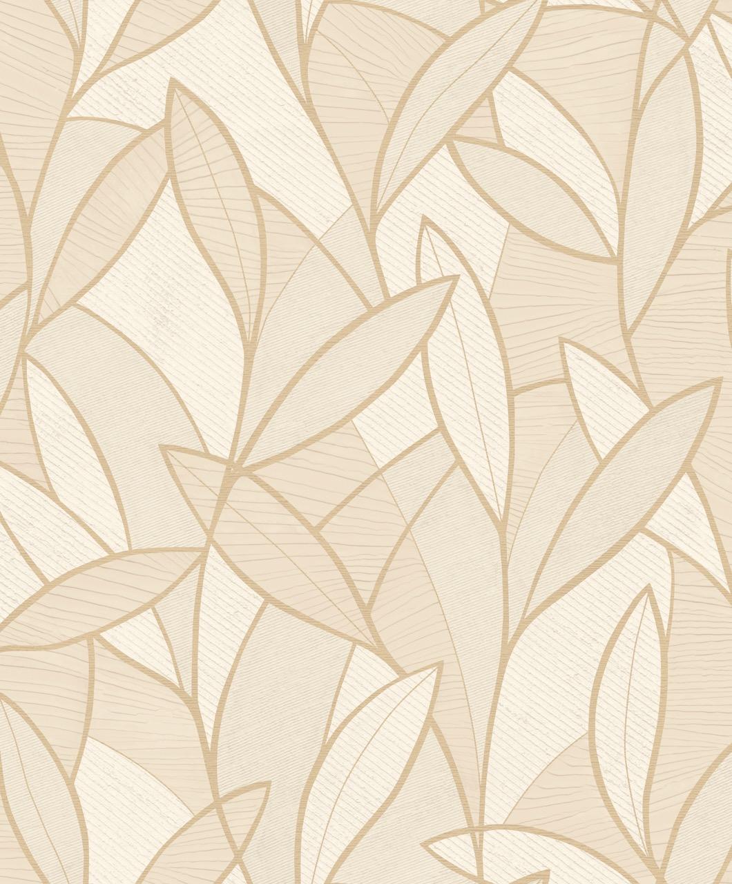 Veer Decor Carved Leaf Beige Wallpaper