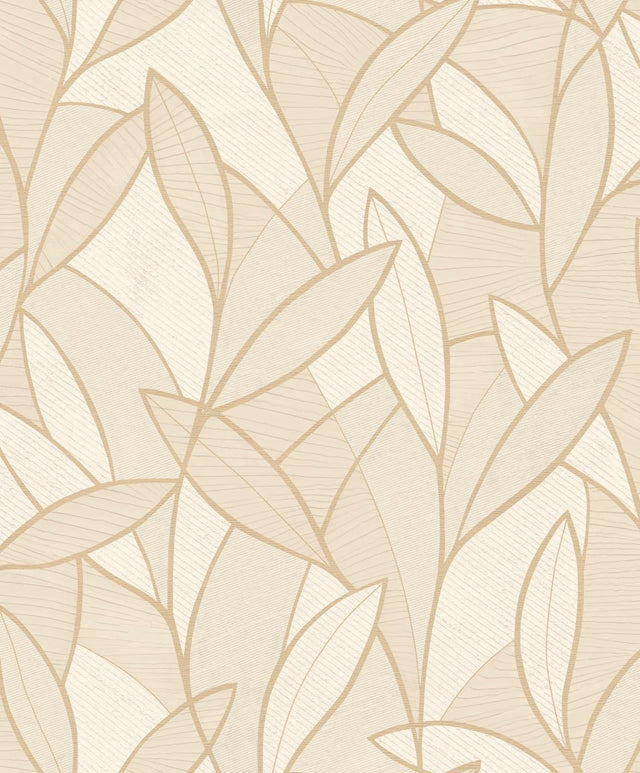 Veer Decor Carved Leaf Beige Wallpaper
