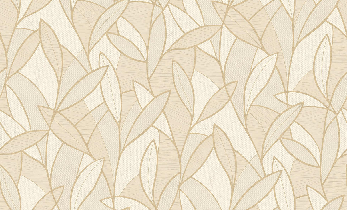 Veer Decor Carved Leaf Beige Wallpaper