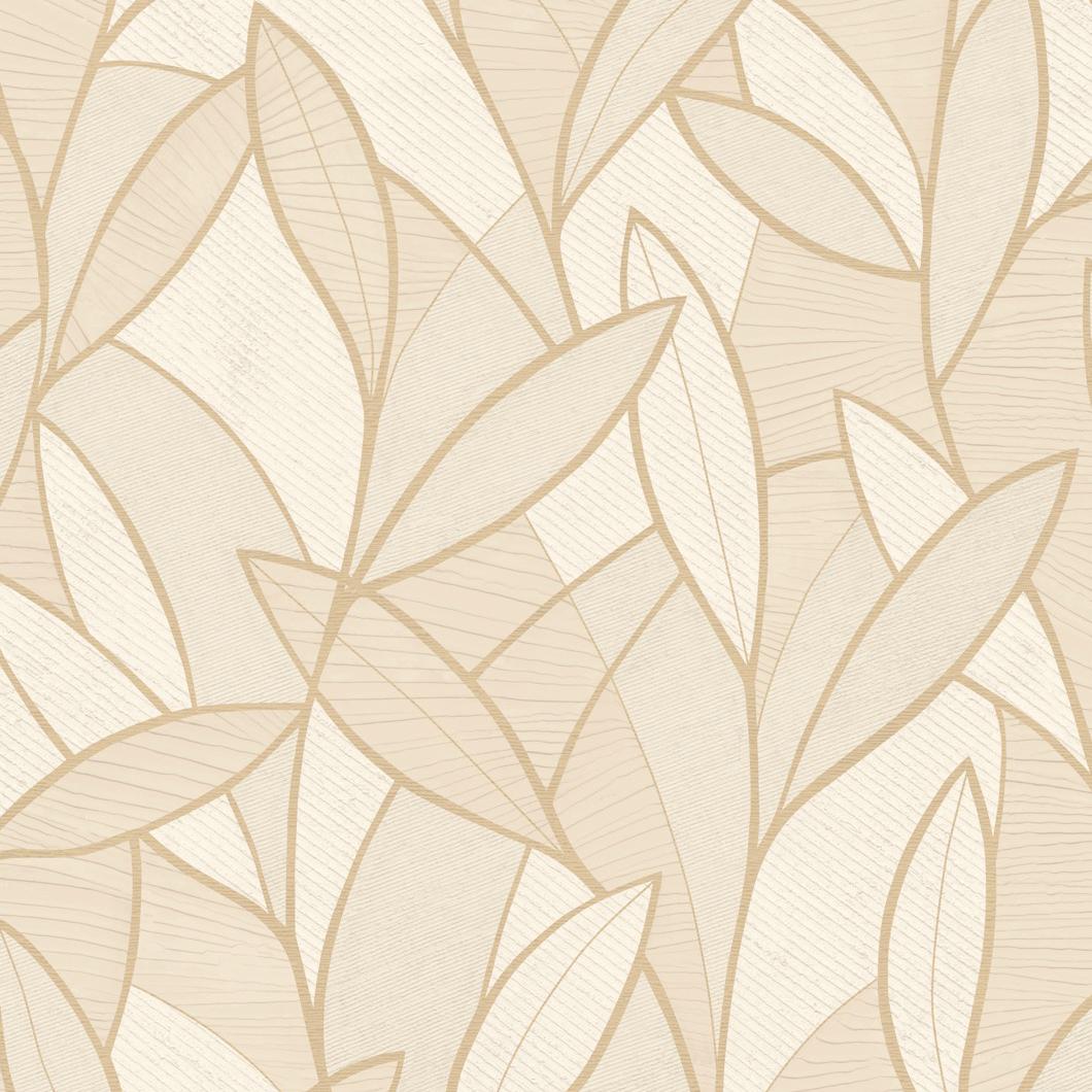 Veer Decor Carved Leaf Beige Wallpaper