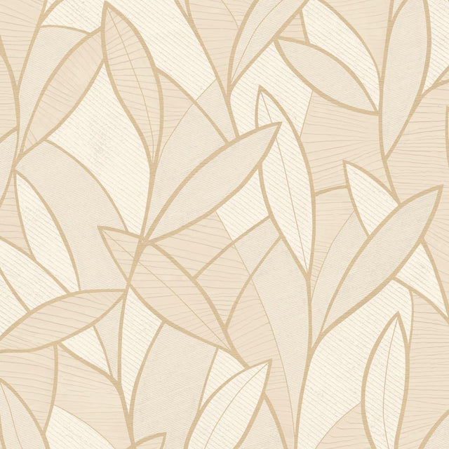 Veer Decor Carved Leaf Beige Wallpaper