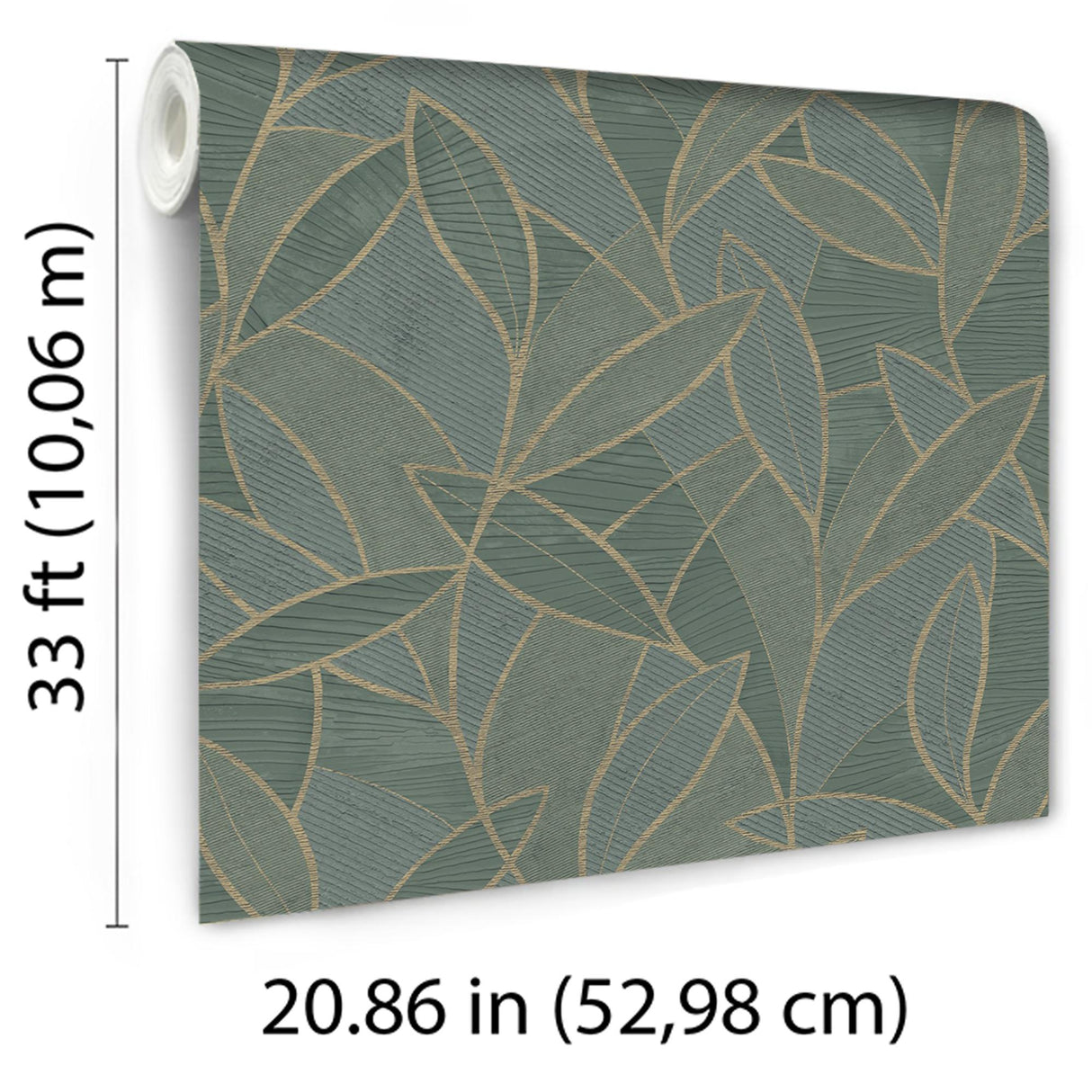 Veer Decor Carved Leaf Dark Moss Wallpaper
