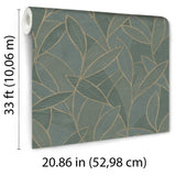 Veer Decor Carved Leaf Dark Moss Wallpaper