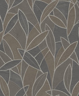 Veer Decor Carved Leaf Graphite Wallpaper