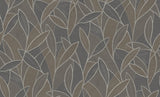 Veer Decor Carved Leaf Graphite Wallpaper
