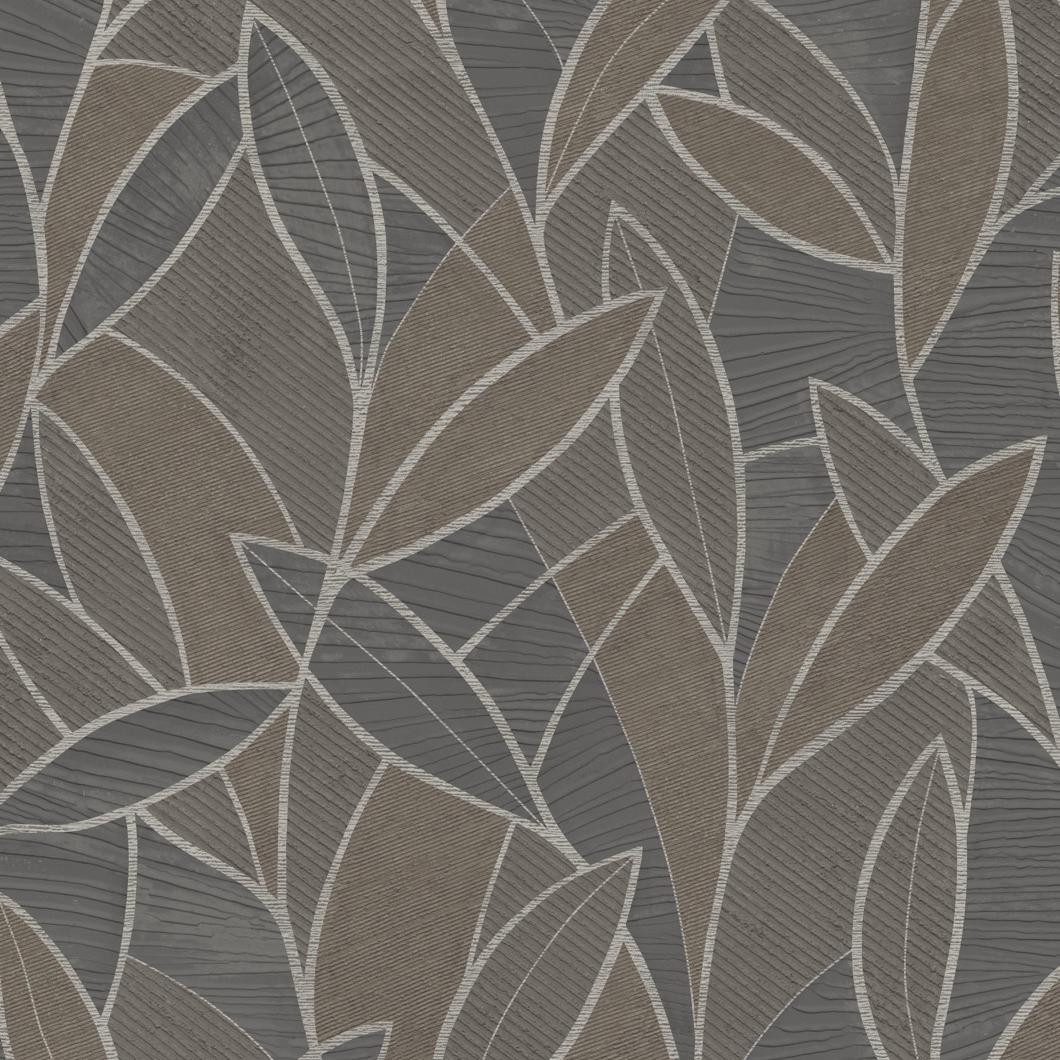 Veer Decor Carved Leaf Graphite Wallpaper