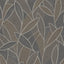 Veer Decor Carved Leaf Graphite Wallpaper