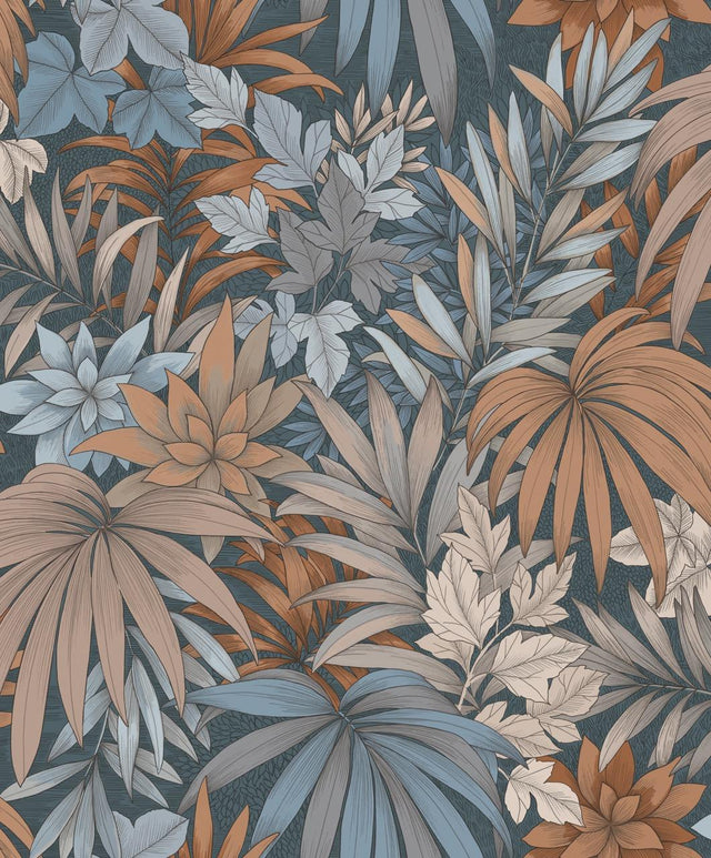 Veer Decor Allure Jungle Dark Blue Wallpaper