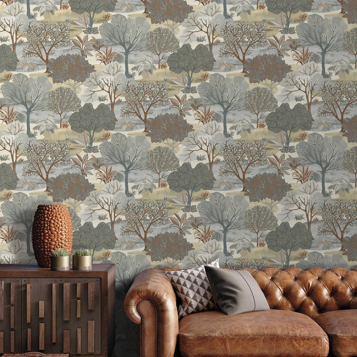 Veer Decor Allure Forest Taupe Wallpaper