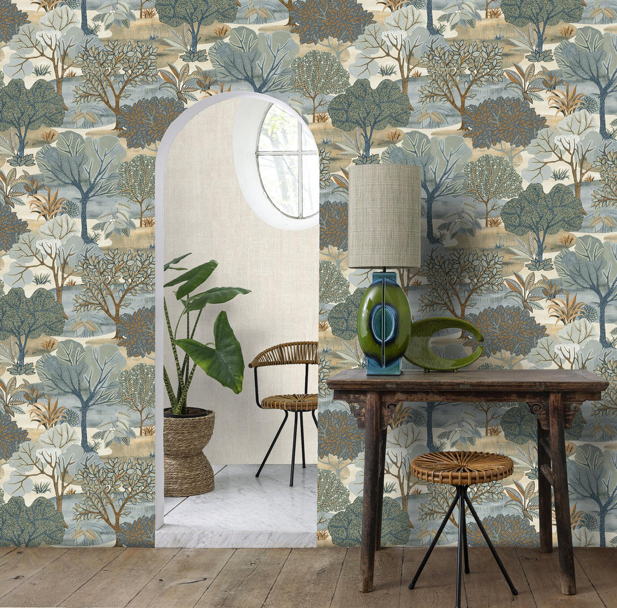 Veer Decor Allure Forest Blue Wallpaper
