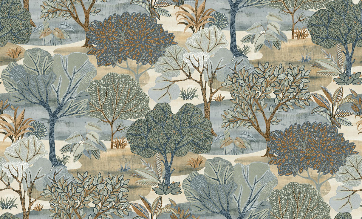 Veer Decor Allure Forest Blue Wallpaper