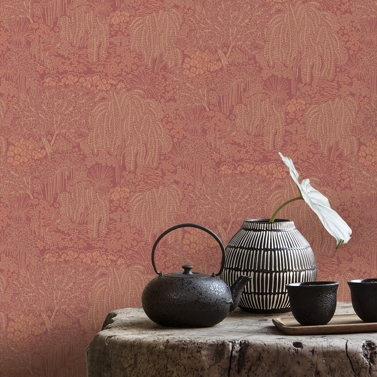 Veer Decor Willow Whisper Wine Wallpaper