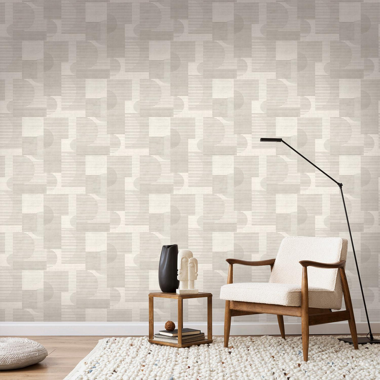 Veer Decor Geo Rhythm White Wallpaper