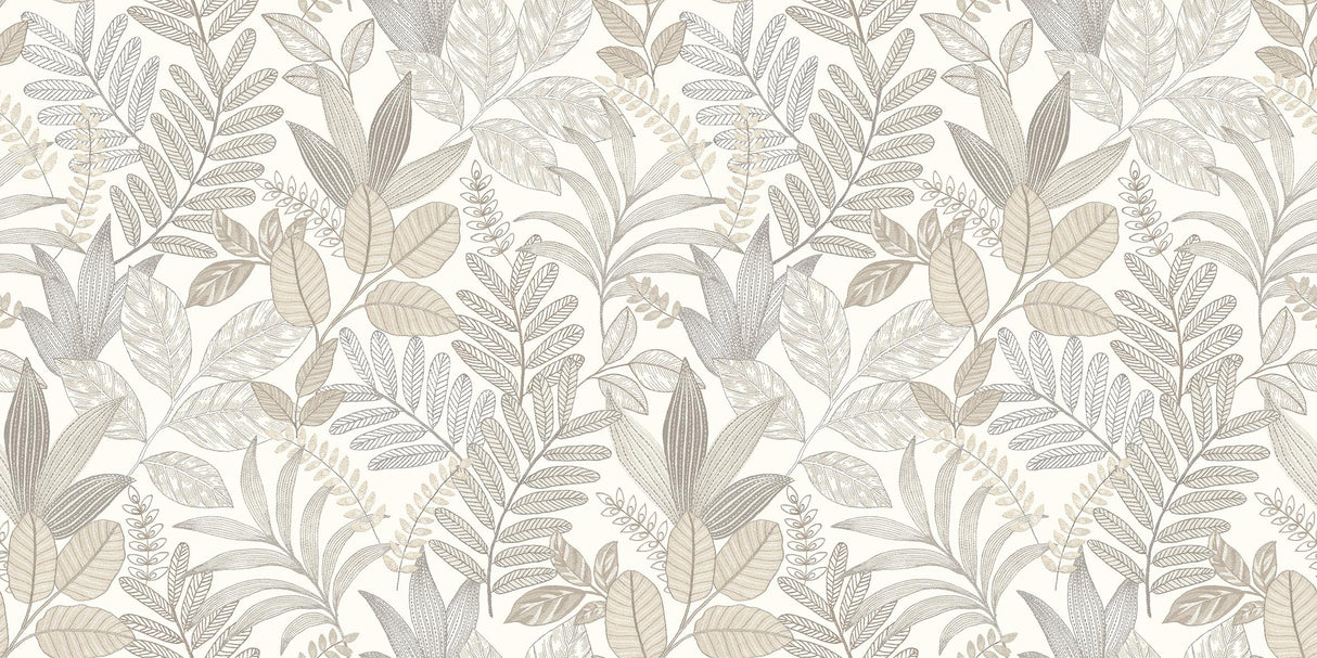 Veer Decor Allure Foliage White Wallpaper