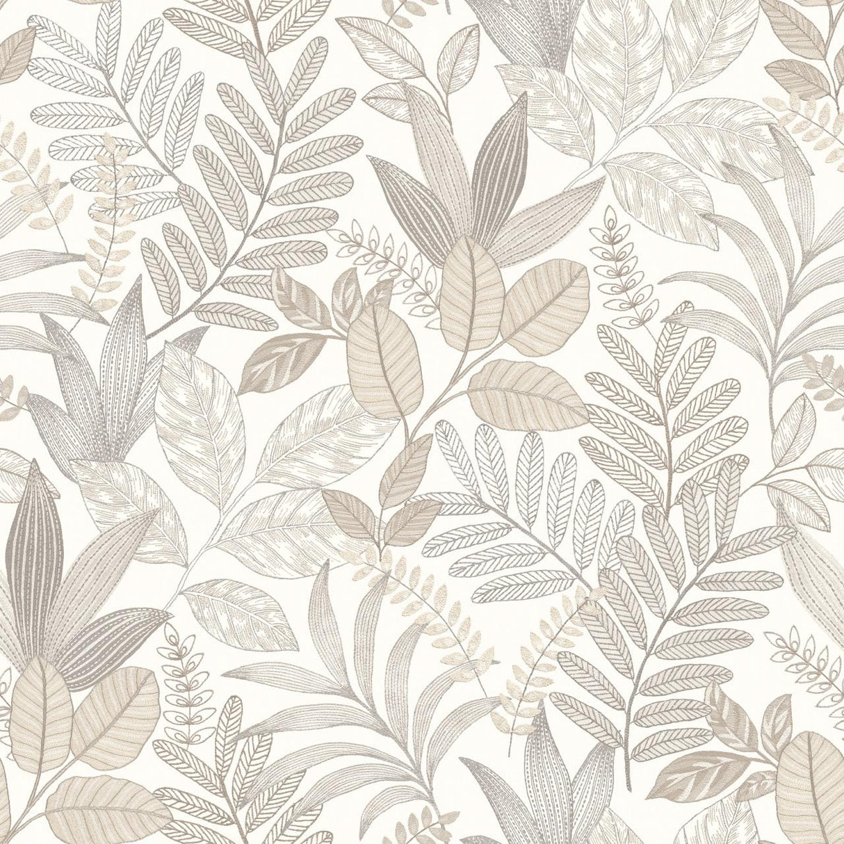 Veer Decor Allure Foliage White Wallpaper