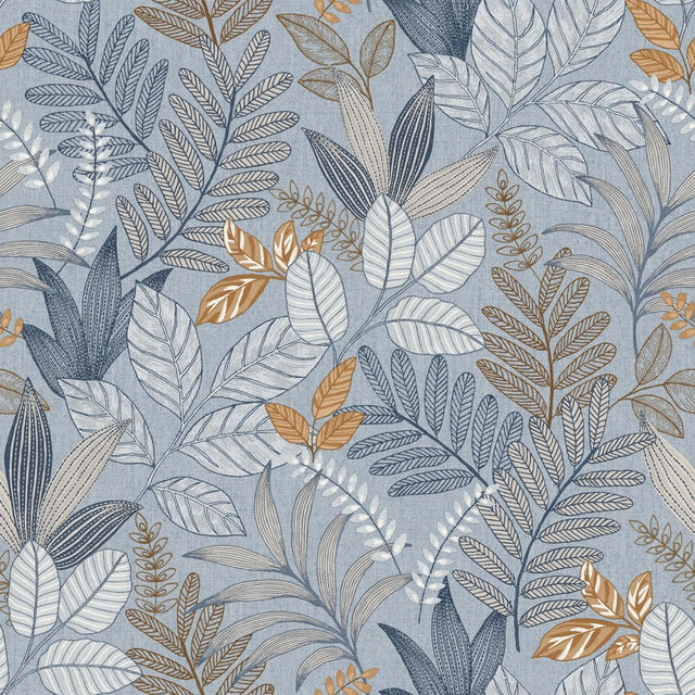 Veer Decor Allure Foliage Blue Wallpaper