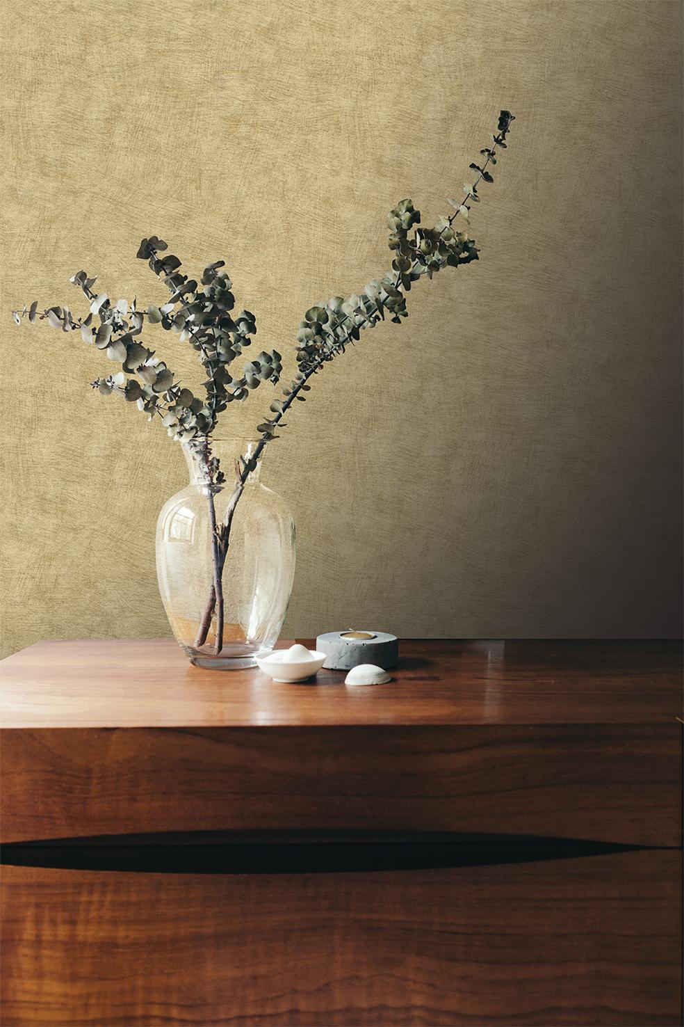 Veer Decor Pampas Plain Brushed Texture Honey Mustard Wallpaper