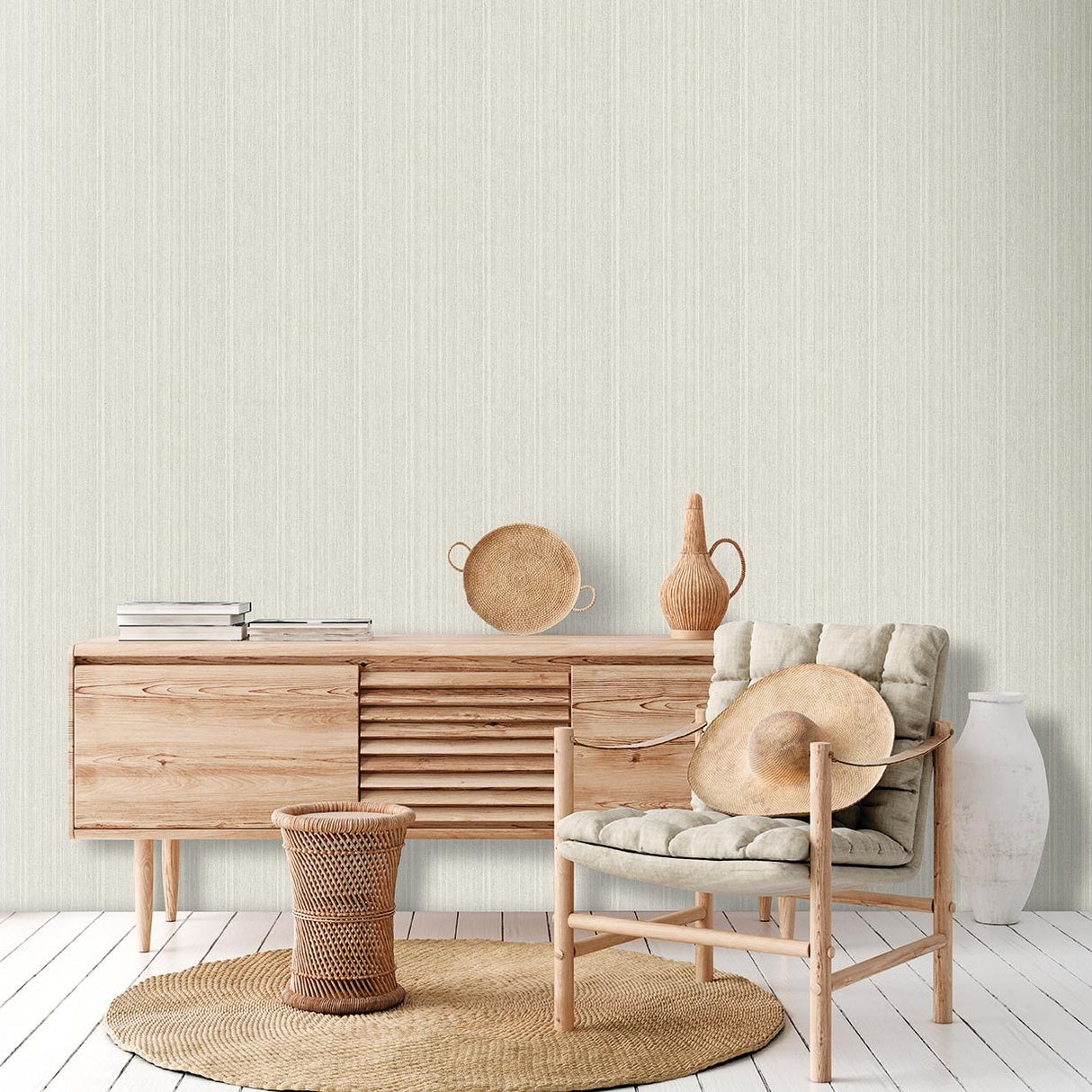 Veer Decor Rope Plain Texture Winter White Wallpaper