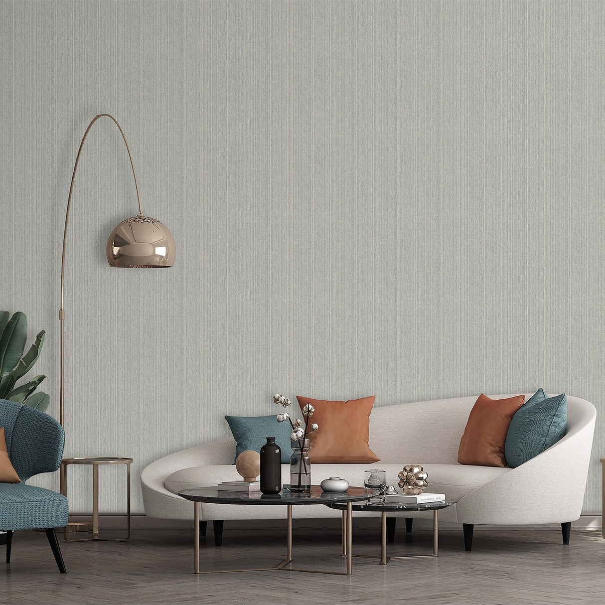 Veer Decor Rope Plain Texture Blue Beige Wallpaper