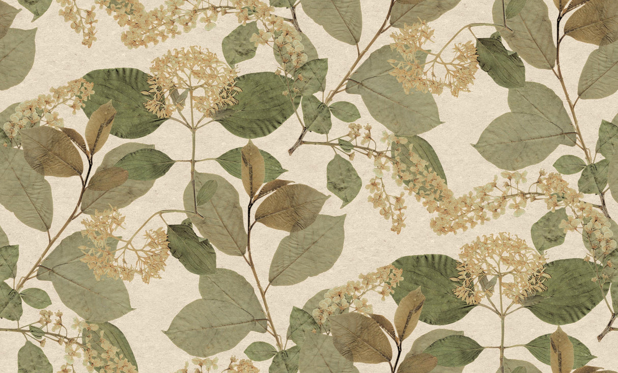 Veer Decor Castanum Bloom Cream Green Wallpaper
