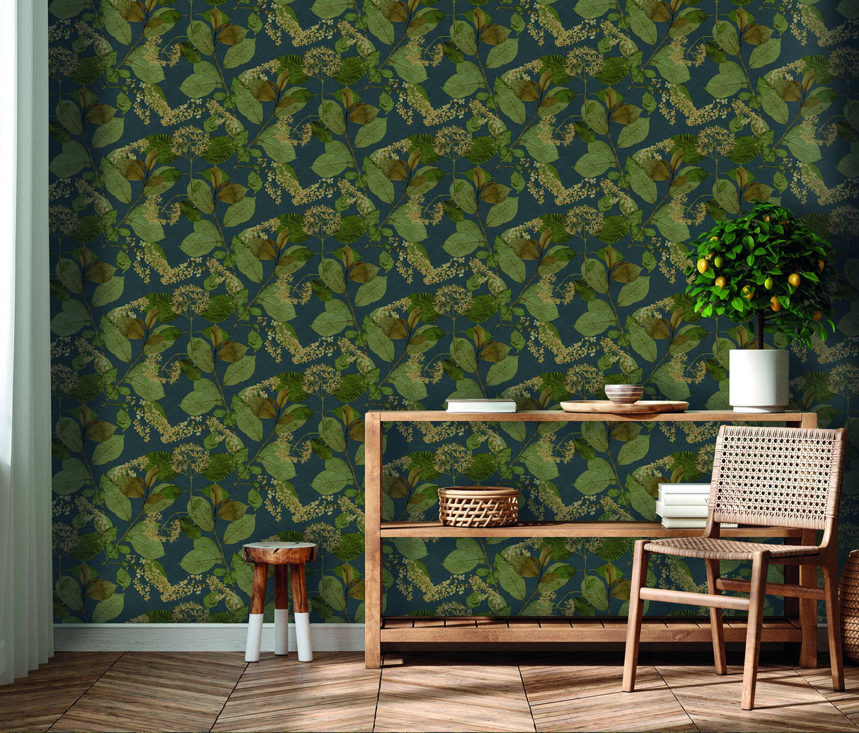 Veer Decor Castanum Bloom Midnight Blue Wallpaper