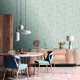 Veer Decor Spry Flower Cashmere Blue Wallpaper
