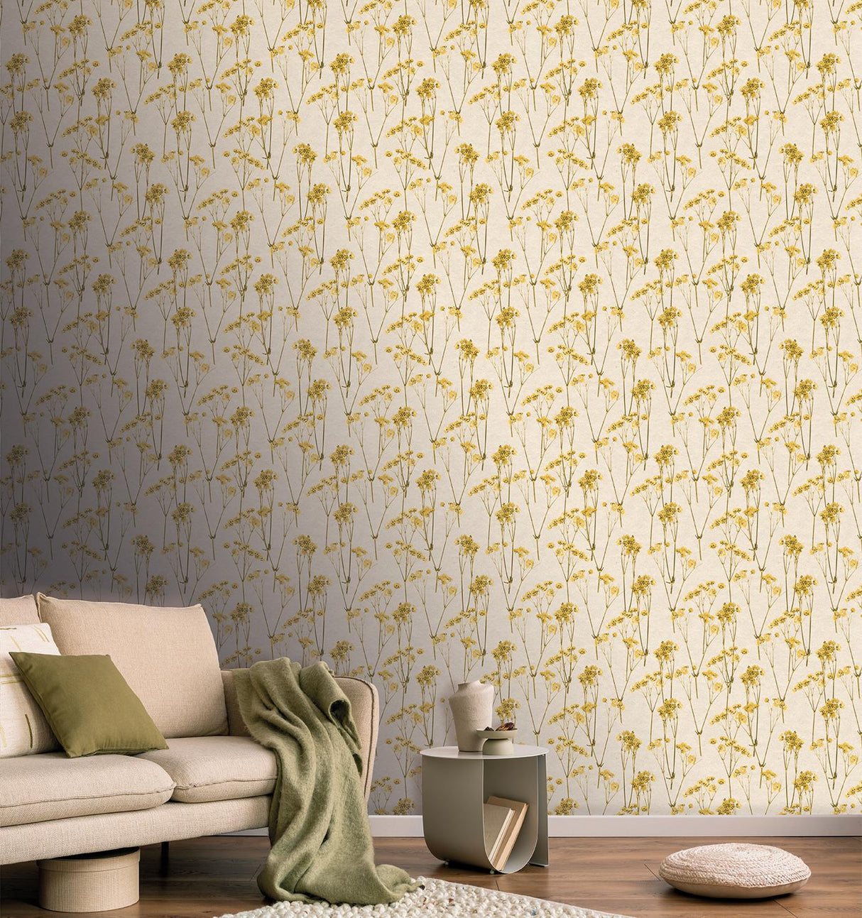 Veer Decor Spry Flower Sunset Yellow Wallpaper