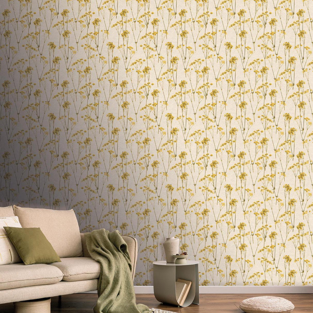 Veer Decor Spry Flower Sunset Yellow Wallpaper