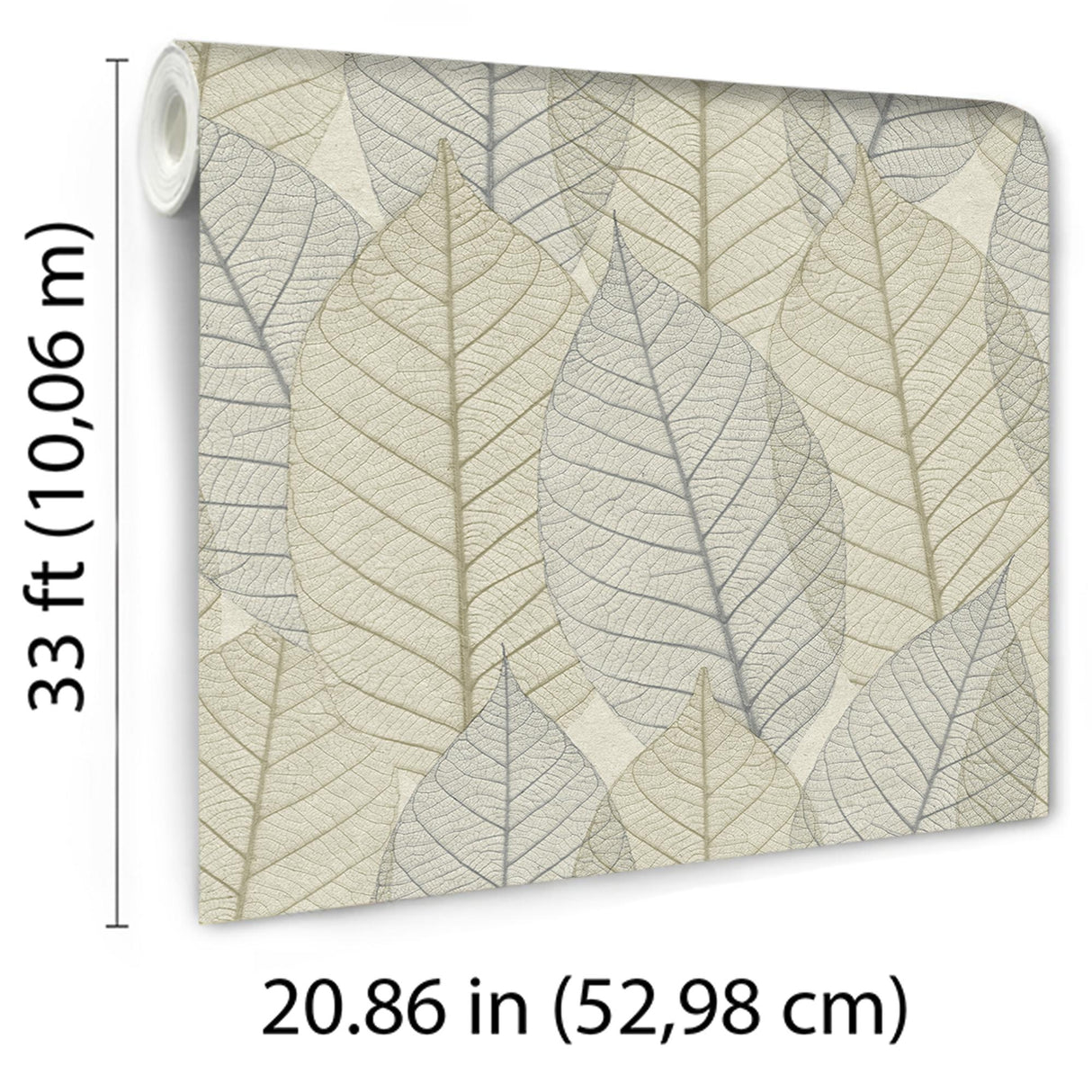 Veer Decor Leaf Lace Blue Beige Wallpaper