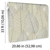 Veer Decor Leaf Lace Blue Beige Wallpaper